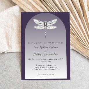 Invitation Mariage de libellules violettes foncées