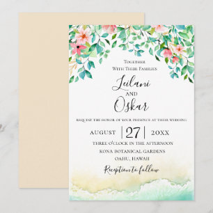 Invitation Mariage de l'île de corail botanique
