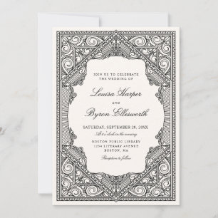 Invitation Mariage de livres vintage