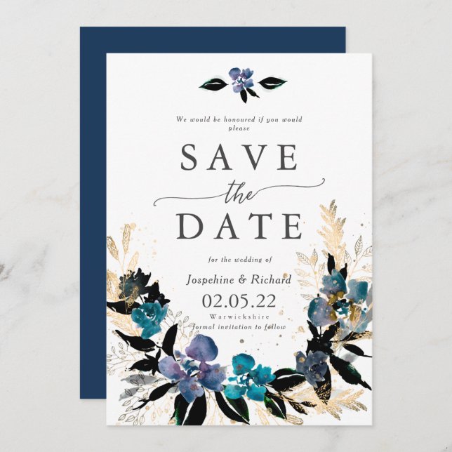 Invitation Mariage de l'modèle Rustic Text Enregistrer la dat (Devant / Derrière)