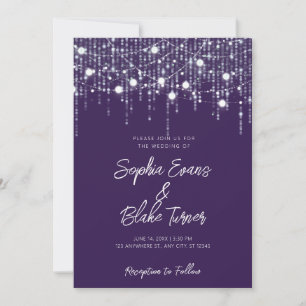 Invitation Mariage de lumière de pendage moderne foncé violet