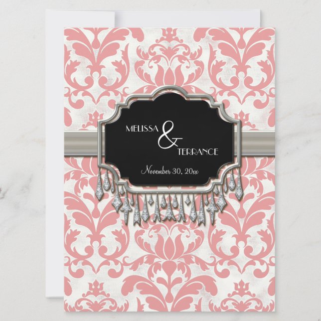 Invitation Mariage de lunette argenté vieilli en Damas (Devant)