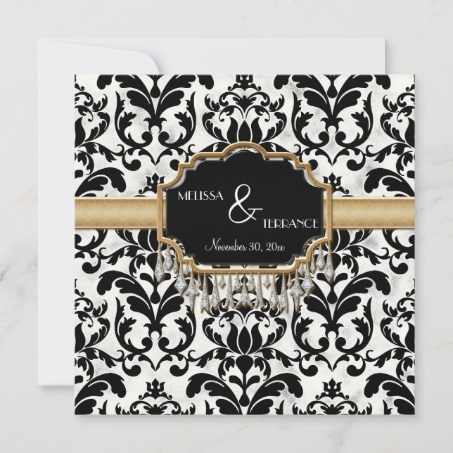 Invitation Mariage de lunettes dorées vieilles et démontées (Devant)