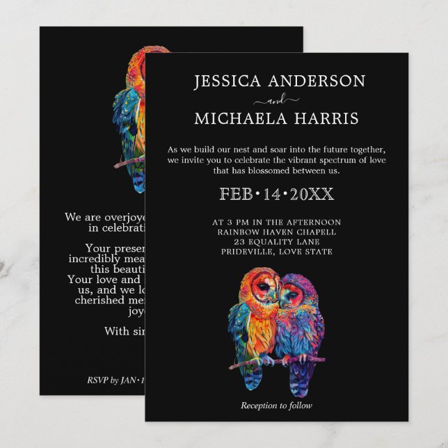 Invitation 🌈 mariage de l'unité éternelle LGBTQ (Devant / Derrière)