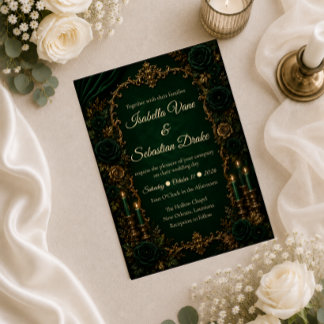 Invitation Mariage de Luxe Automnal à l'Émeraude Enchantée