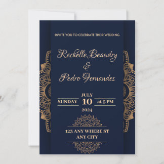 Invitation Mariage de luxe Blue Gold