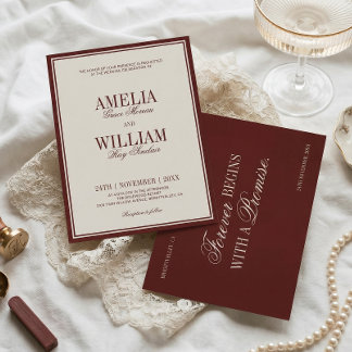 Invitation Mariage de Luxe Classique en Bourgogne de Vieux Ar