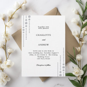Invitation Mariage de luxe diamants noir blanc