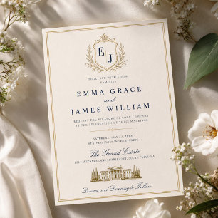 Invitation Mariage de Luxe Domaine Monogramme Vieille Fortune