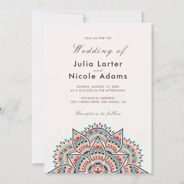 Invitation Mariage de Luxe Métallisé Pailleté Géométrique (Devant)