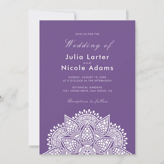 Invitation Mariage de Luxe Métallisé Pailleté Géométrique (Devant)