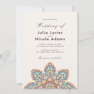 Invitation Mariage de Luxe Métallisé Pailleté Géométrique