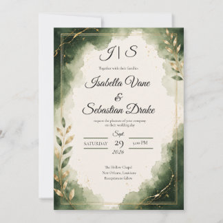Invitation Mariage de luxe minimaliste émeraude élégant