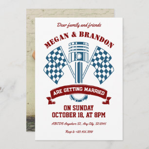 Invitation Mariage de machine de course de moto rétro