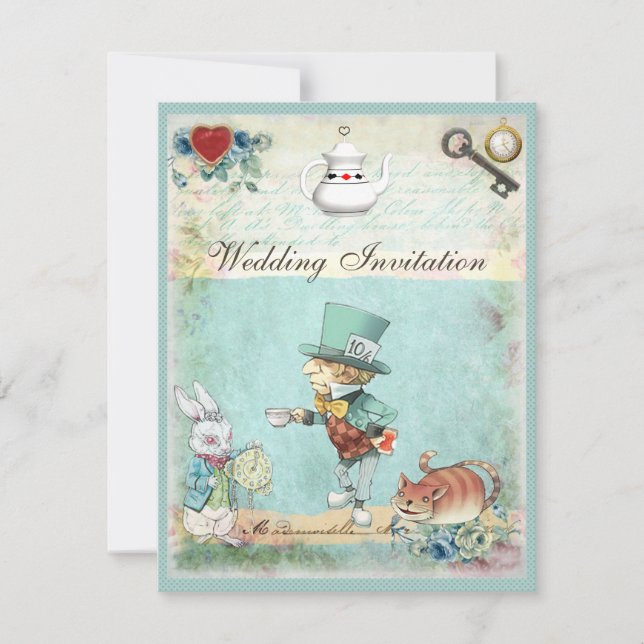 Invitation Mariage de Mad Hatter Wonderland (Devant)