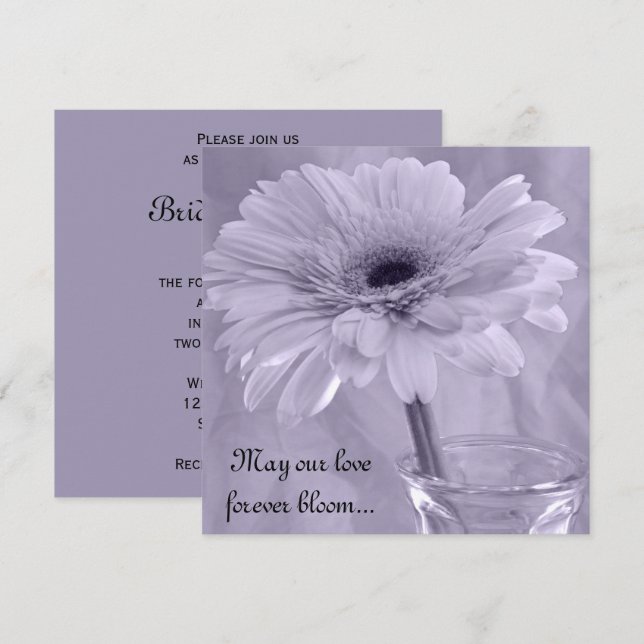 Invitation Mariage de marguerite à teinte violette claire (Devant / Derrière)