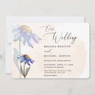 Invitation Mariage de marguerite violet rustique Peach