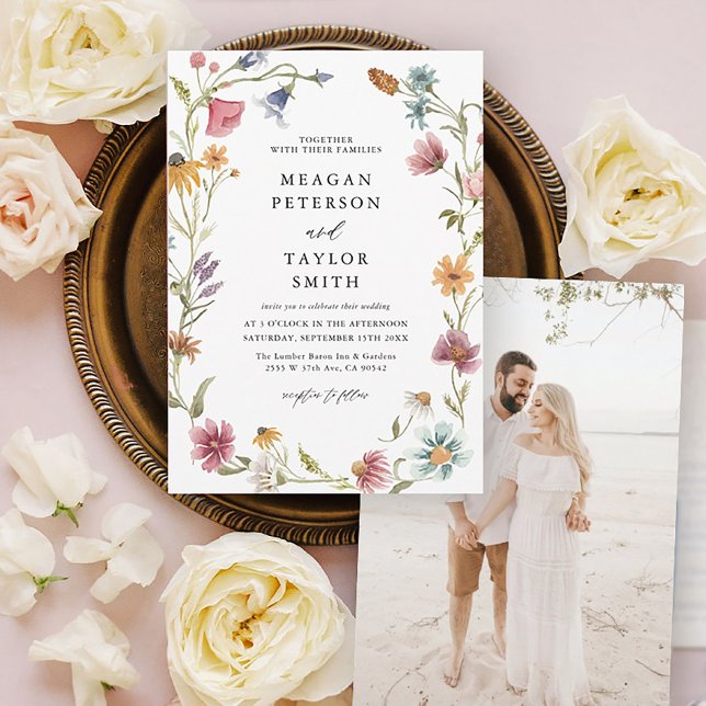Invitation Mariage de mariage Fleur sauvage jardin aquarelle (Créateur téléchargé)
