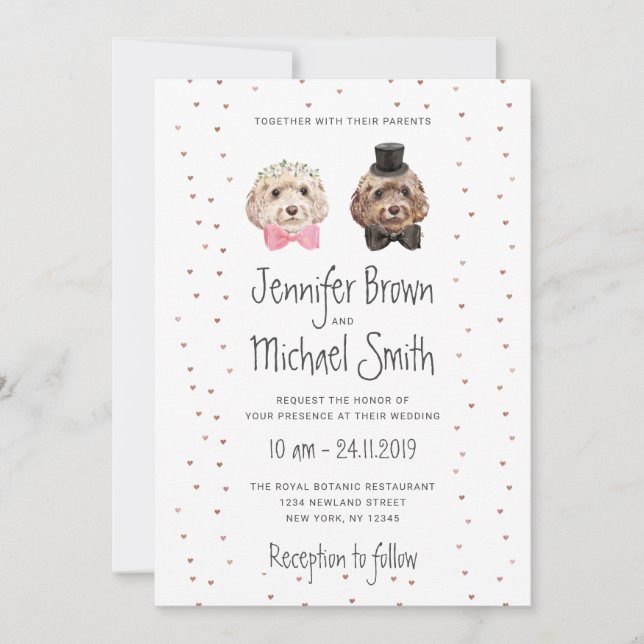 Invitation Mariage de mariée Amoureux des chiens Cockapoo (Devant)