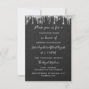 Invitation Mariage de mariée en argent douce 16e Graphite
