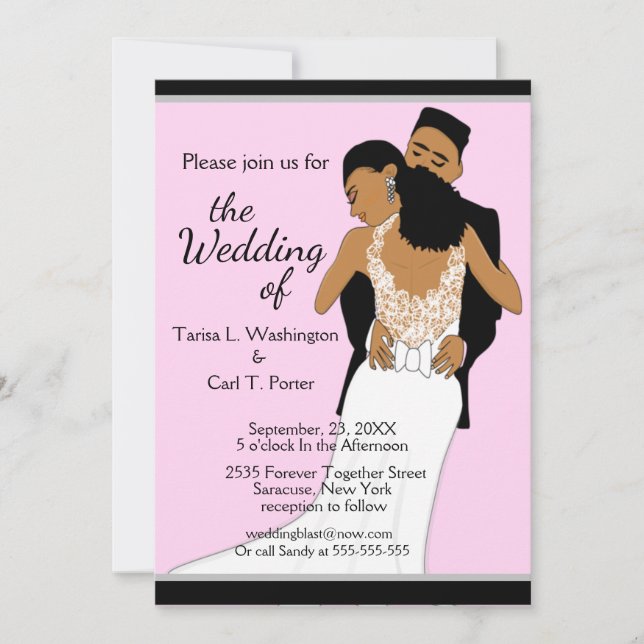 Invitation Mariage de mariée et de chambre afro-américaine cl (Devant)