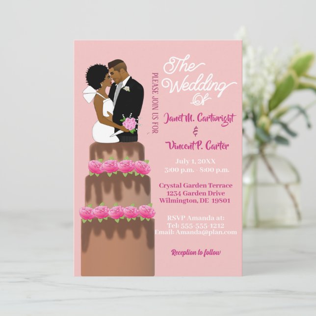 Invitation Mariage de mariée et de chambre Cake Topper Africa (Debout devant)