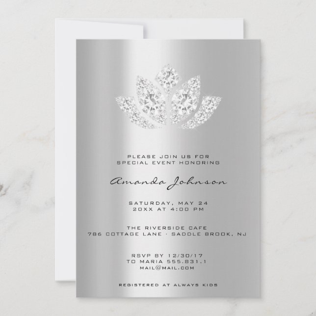 Invitation Mariage de mariée Lotus Mandala Cristal  (Devant)