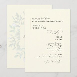 Invitation Mariage de mariée moderne Jaune verte