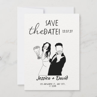 Invitation Mariage de mariés d'art de ligne minimaliste moder
