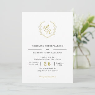 Invitation Mariage de marque blanche et or élégant