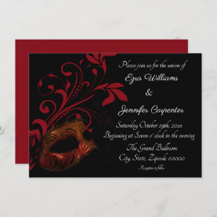 Invitation Mariage de mascarade Floral Rouge