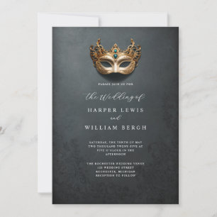 Invitation Mariage de masque masqué doré