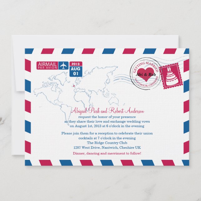 Invitation Mariage de messagerie aérienne britannique (Devant)