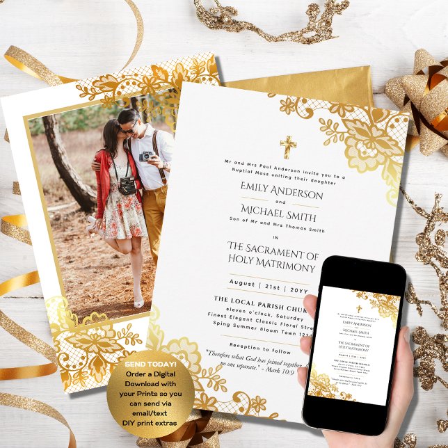 Invitation Mariage de messe nuptiale catholique de dentelle d (Créateur téléchargé)