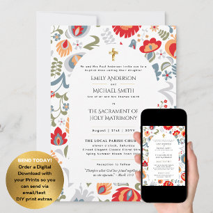 Invitation Mariage de messe nuptiale catholique du printemps