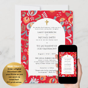 Invitation Mariage de messe nuptiale catholique du printemps