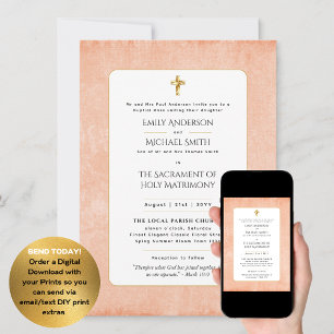 Invitation Mariage de messe nuptiale catholique en terre cuit