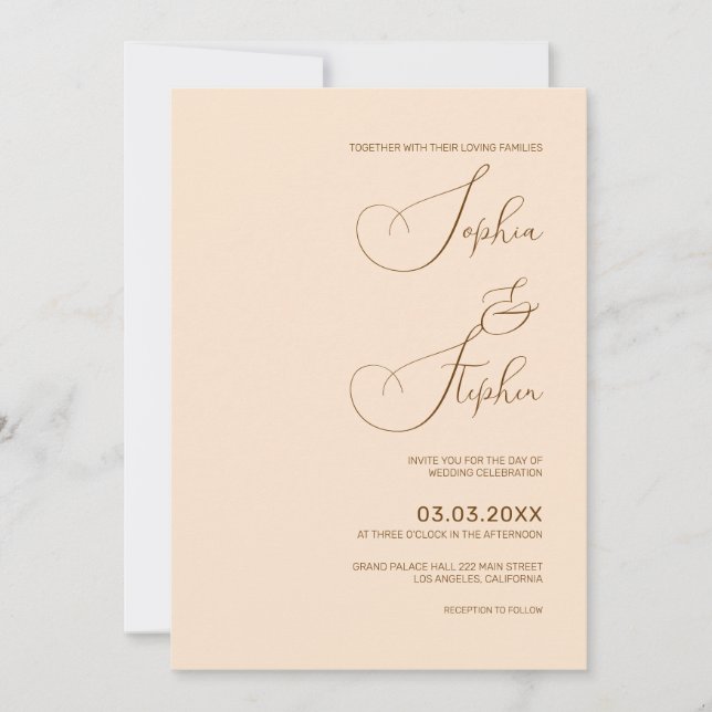 Invitation Mariage de minimalisme Arrière - plan (Devant)
