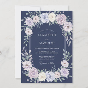 Invitation Mariage de minuit au lavande Ranunculus Eucalyptus