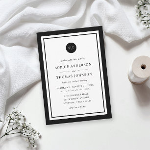 Invitation Mariage de monogramme arrondi de couleur classique