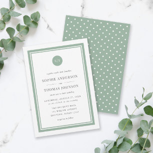 Invitation Mariage de monogramme arrondi de couleur classique