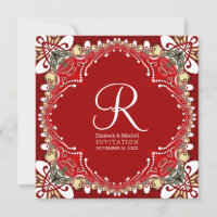 Mariage de monogramme Batik de Bohême Rouge