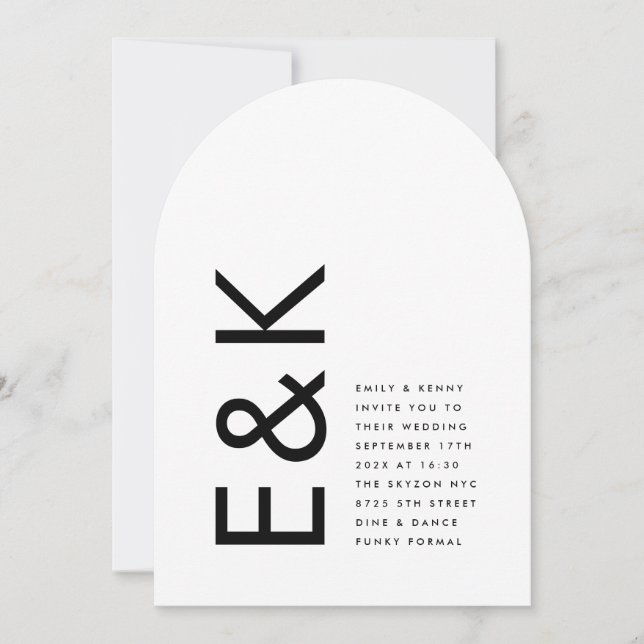 Invitation Mariage de monogramme d'arc ultra moderne (Devant)