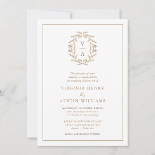 Invitation Mariage de monogramme d'automne