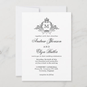 Invitation Mariage de monogramme de couronne royale