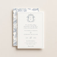 Mariage de monogramme de crête bleu poussiéreux