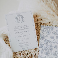 Mariage de monogramme de crête bleu poussiéreux
