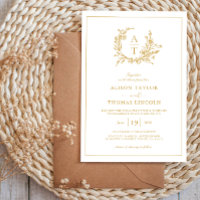 Mariage de monogramme Fleur sauvage de crête d'or