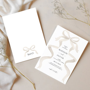 Invitation Mariage de monogramme ivoire élégant