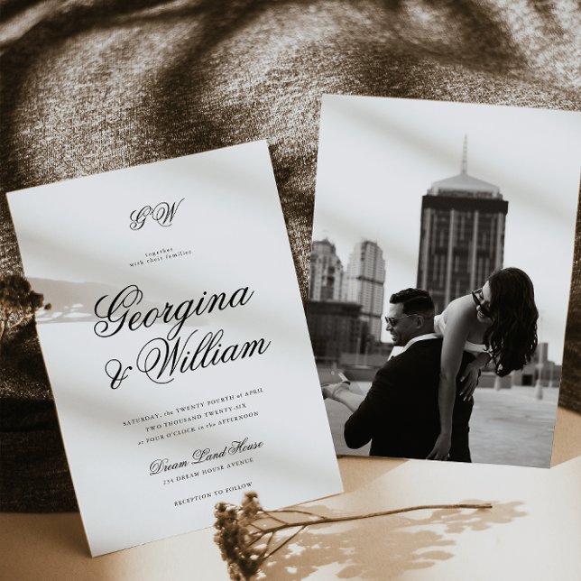 Invitation Mariage de monogramme minimaliste moderne (Créateur téléchargé)